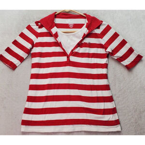 Copper Key Shirt Top Girls Sz 14 Red White Striped Cotton Half Sleeve‎ Collared